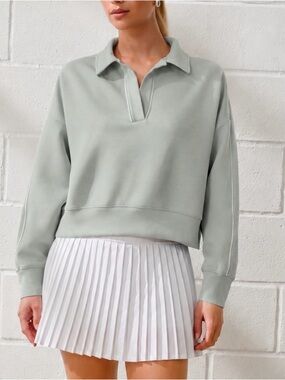 Abercrombie & Fitch Soft A & F Collared Polo Sweatshirt | Seafoam Green